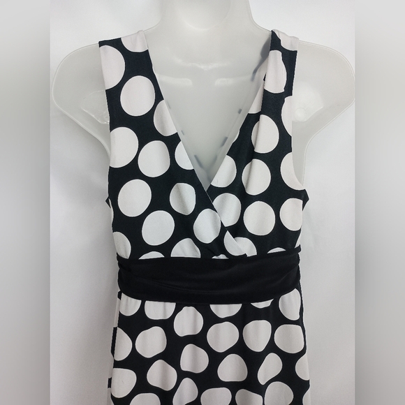WHITE HOUSE BLACK MARKET V-Neck Polka‎ Dot Mini Fit n Flare Y2K Dress (#831) - Picture 6 of 8